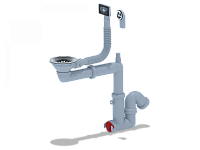 Cифон для мойки АНИ Пласт F серия F5345S 3 1/2 дюйма 40 смещенный с гибким переливом и отводом для стиральной машины